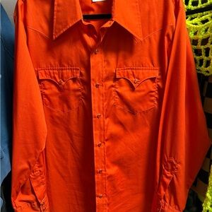 Classic Button-Down Western Shirt - Bright Orange